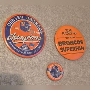Vintage Denver Broncos Super Bowl AFC Champions Pin Lot 1986 1987 1988 NFL